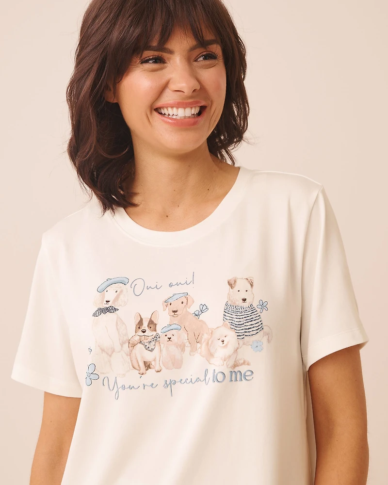 T-shirt manches courtes ultra doux imprimé chiens parisiens