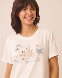 T-shirt manches courtes ultra doux imprimé chiens parisiens
