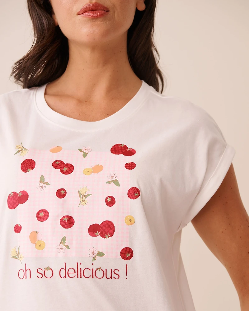 Tomato Print Cotton Short Sleeve T-shirt