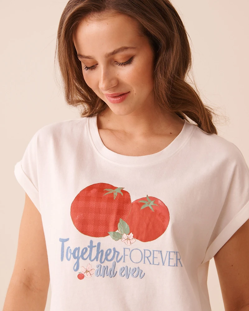 T-shirt manches courtes en coton imprimé tomates