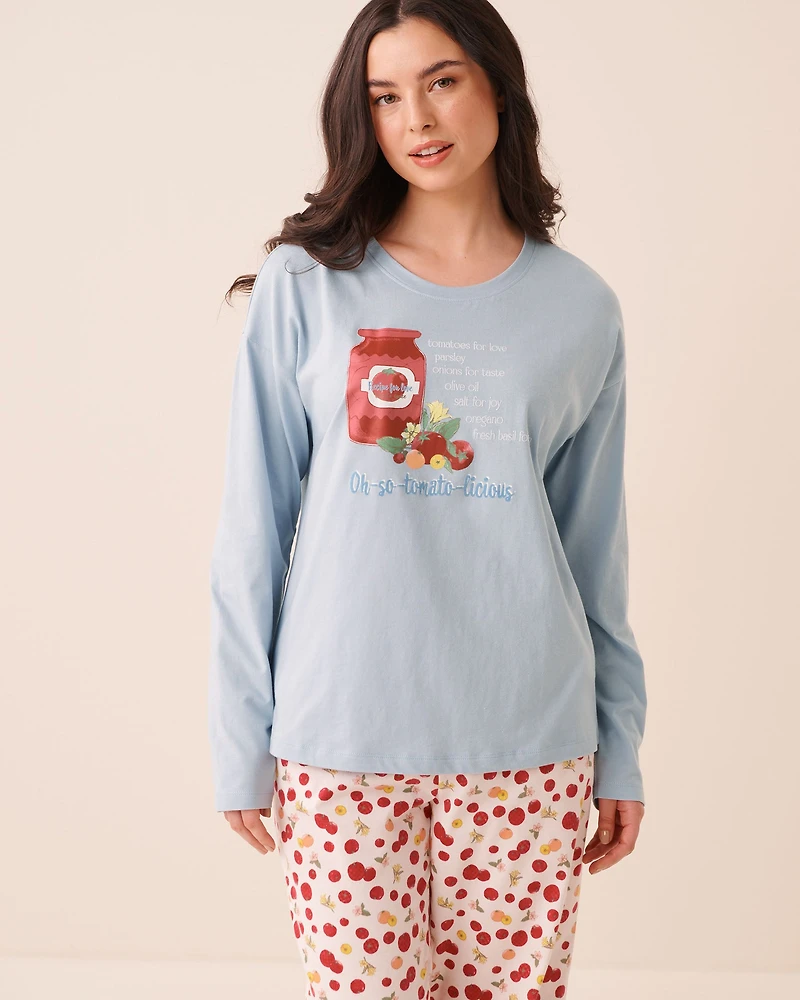 Tomato Print Cotton Long Sleeve Shirt