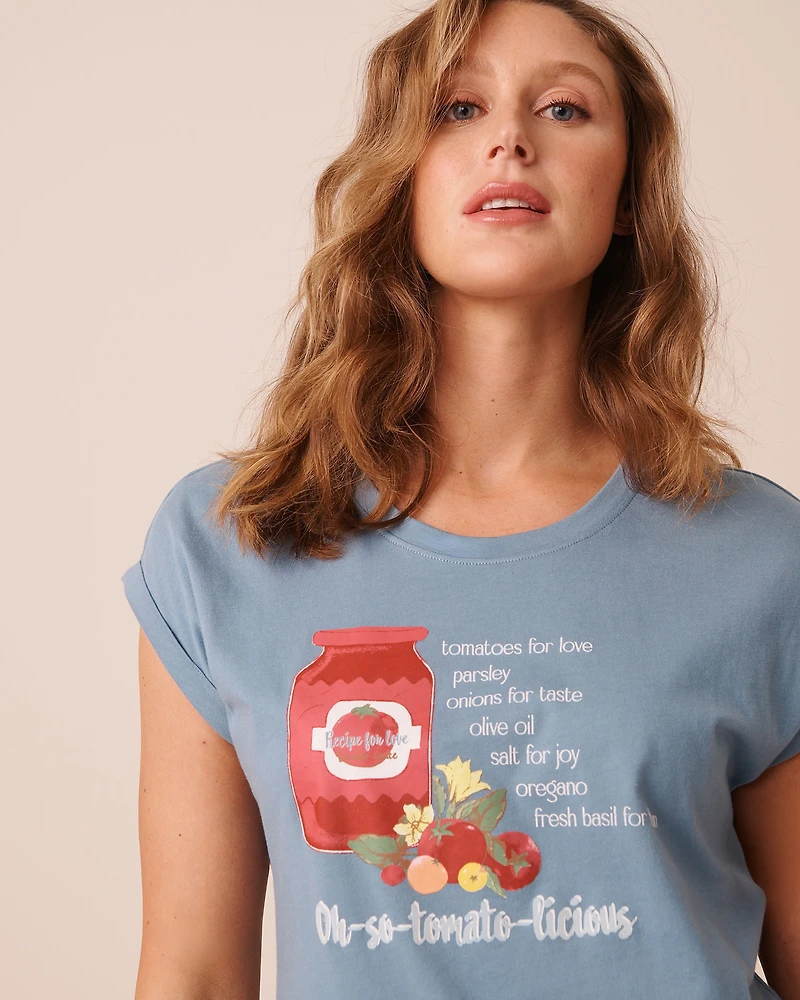 T-shirt manches courtes en coton imprimé tomates