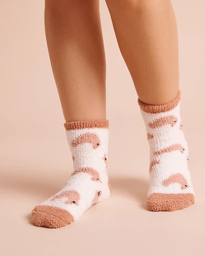 Bas poule en peluche douce