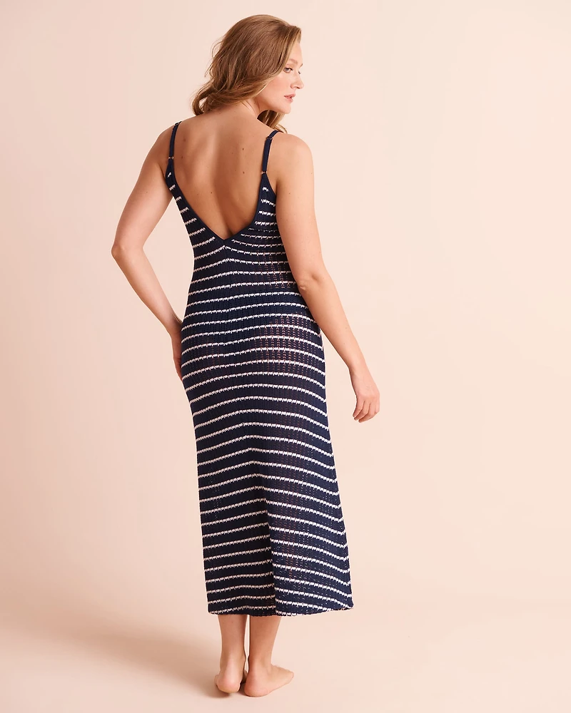 Robe midi rayée en crochet