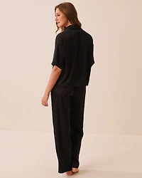 Satin Jacquard Polka Dot Short Sleeve Pajama Set