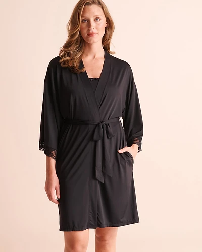 Lace-Trim Kimono