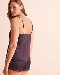 Lace Trim Satin Cami Top
