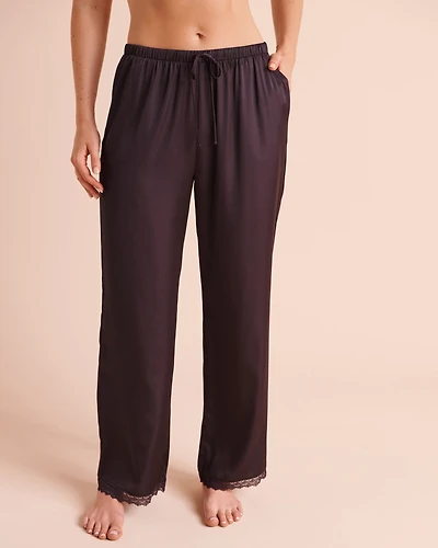 Lace Trim Satin Pants
