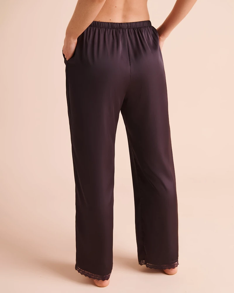 Lace Trim Satin Pants
