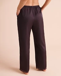 Lace Trim Satin Pants