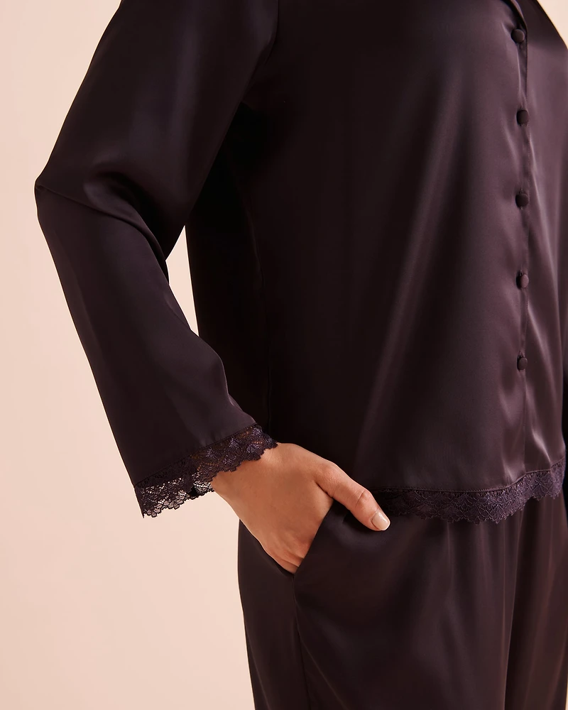 Satin Long Sleeve Button-down Shirt