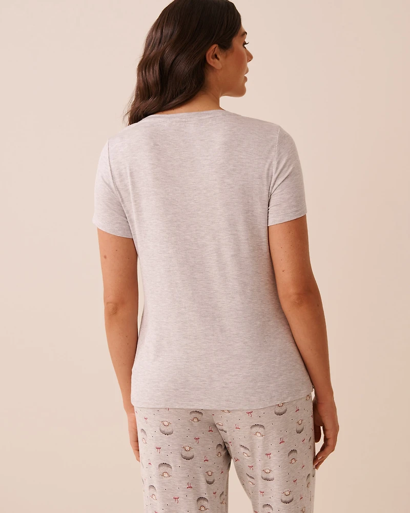 T-shirt manches courtes en jersey doux imprimé nœud