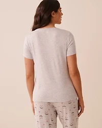 T-shirt manches courtes en jersey doux imprimé nœud