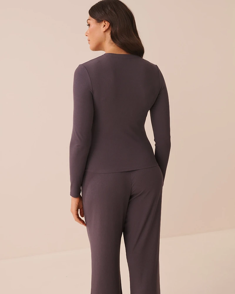 Ribbed Modal Long Sleeve Shirt