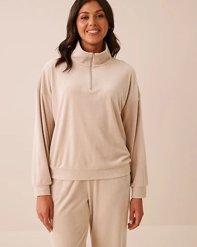 Chandail demi-zip en velours côtel