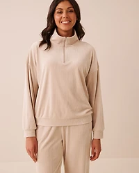 Chandail demi-zip en velours côtel