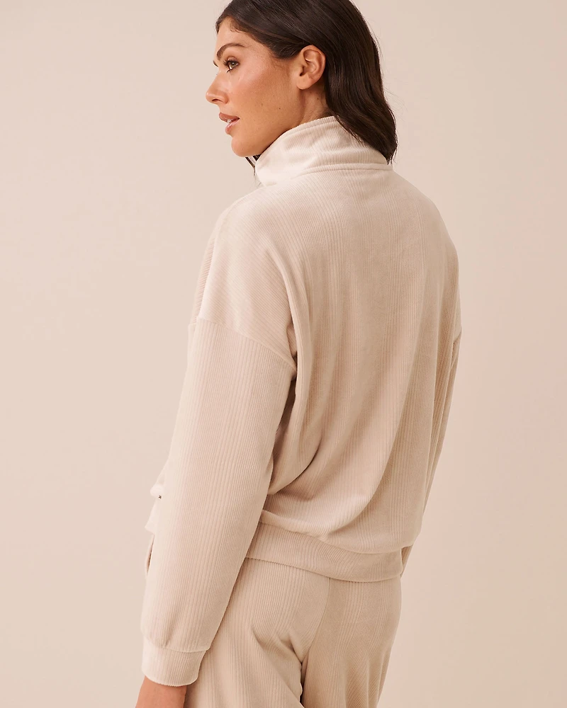 Chandail demi-zip en velours côtel