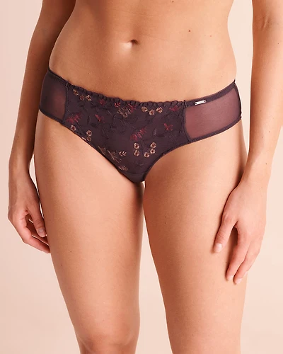 Culotte cheeky résille brodée florale
