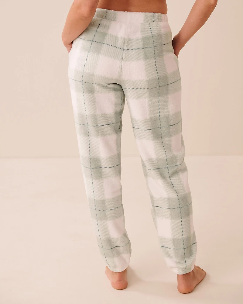 Green Plaid Soft Plush Pajama Set