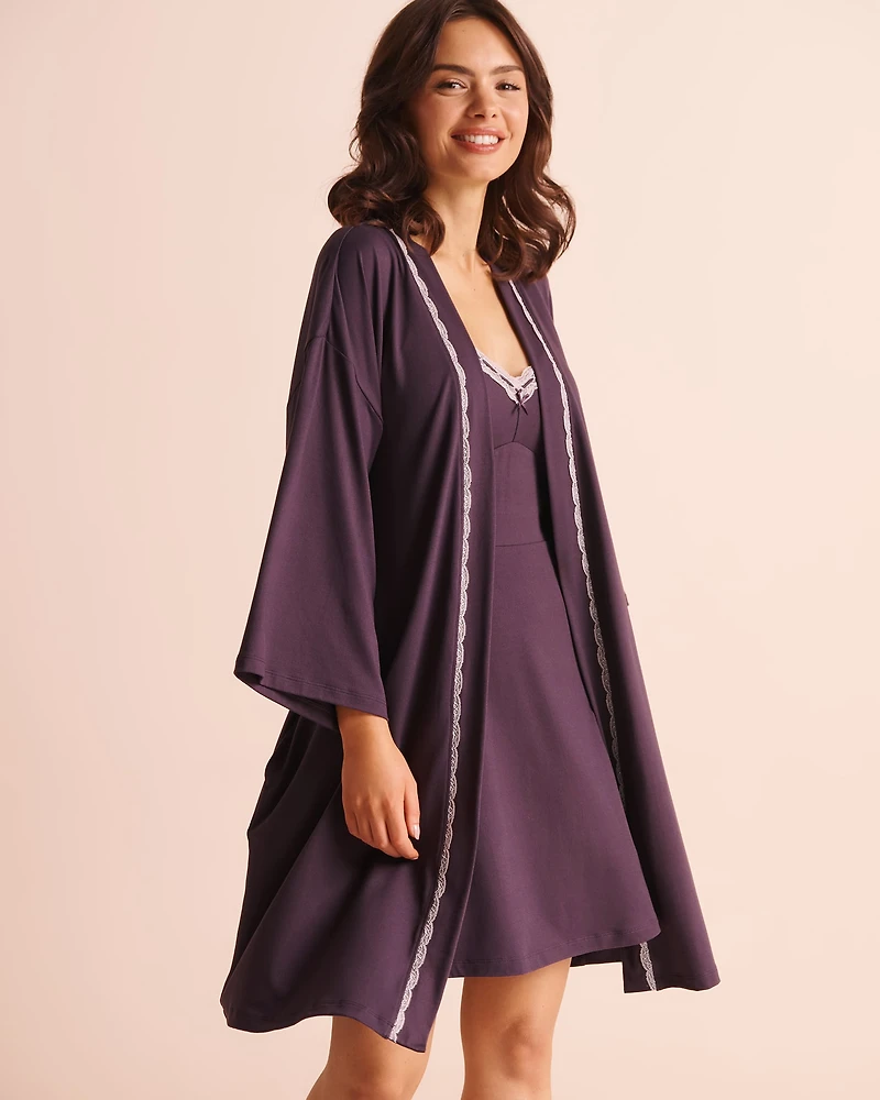 Kimono ultra doux bordure de dentelle
