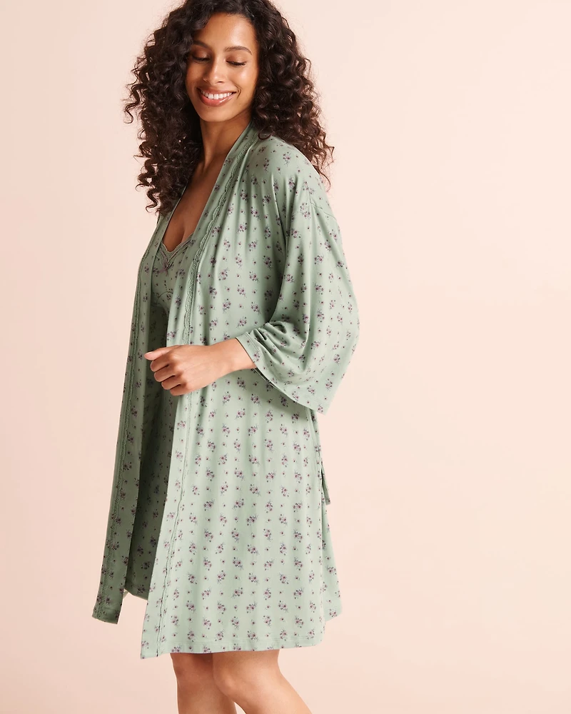 Kimono ultra doux bordure de dentelle