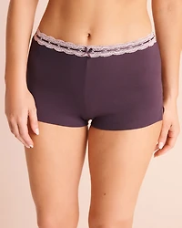 Short de pyjama ultra doux bordures dentelle