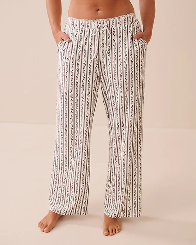 Pantalon de pyjama ultra doux imprimé rayures florales