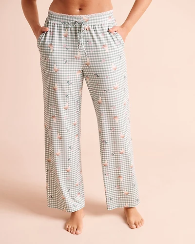 Pantalon de pyjama ultra doux imprimé rayures florales