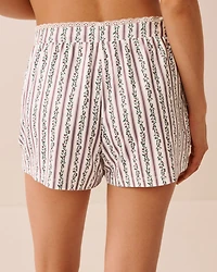 Short de pyjama ultra doux imprimé rayures florales