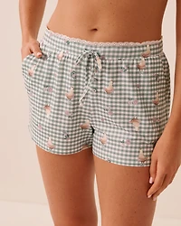 Short de pyjama ultra doux imprimé rayures florales