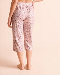 Purple Flowers Print Super Soft Pajama Capris