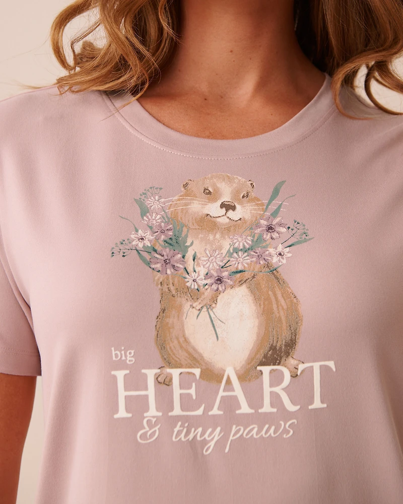 Groundhog Print Super Soft Short Sleeve Sleepshirt