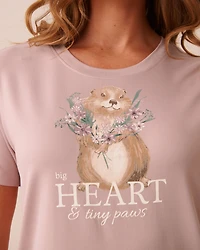 Groundhog Print Super Soft Short Sleeve Sleepshirt