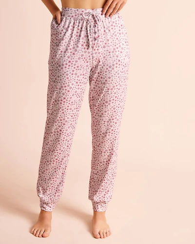 Purple Flowers Print Jogger Pajama Pants