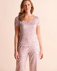 Purple Flowers Print Super Soft Short Sleeve T-shirt