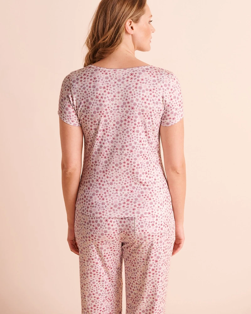 Purple Flowers Print Super Soft Short Sleeve T-shirt