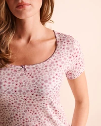 Purple Flowers Print Super Soft Short Sleeve T-shirt