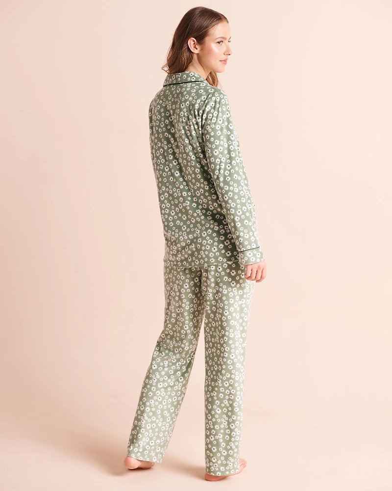 Floral Print Plush Velour Pajama Set