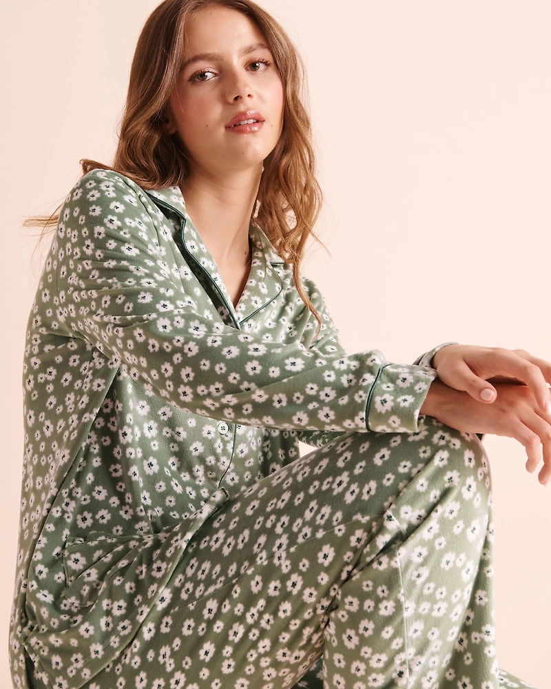 Floral Print Plush Velour Pajama Set
