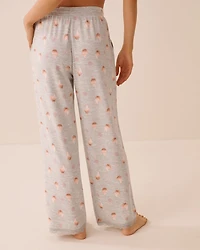 Chicken Print Lace-Trim Soft Knit Pajama Pants