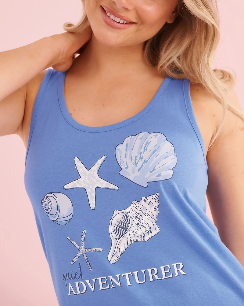 Cactus Print Cotton Sleeveless Sleepshirt