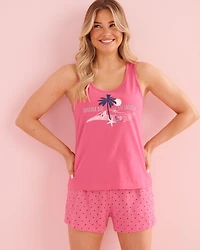 Sea Turtle Print Cotton Cami and Shorts PJ Set