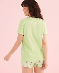 Sea Cabin Print Cotton T-shirt and Shorts PJ Set