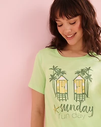 Sea Cabin Print Cotton T-shirt and Shorts PJ Set