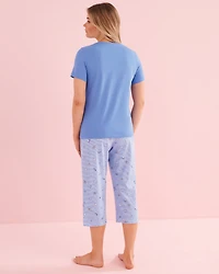 Cactus Print Cotton T-shirt and Capris PJ Set
