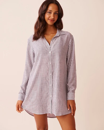 Striped Long Button-down Shirt