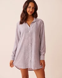 Striped Long Button-down Shirt