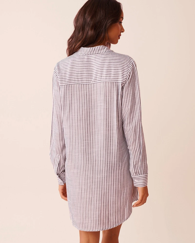 Striped Long Button-down Shirt