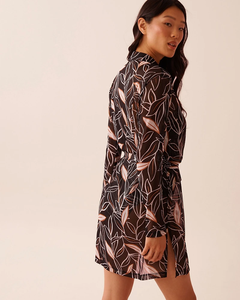 Long Mesh Button-down Shirt