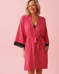 Lace Trim Modal Kimono